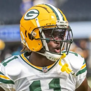 Green Bay Packers wide receiver Jayden Reed #11 warms up prior to an NFL football game against the Los Angeles Rams at SoFi Stadium^ Sunday^ Oct. 6^ 2024^ in Inglewood^ Calif.