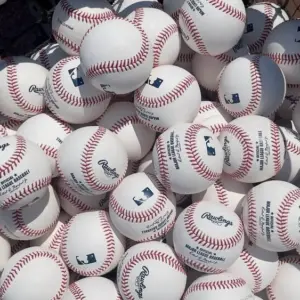 A bag of baseballs before a Major League Baseball game July 04^ 2022 - Atlanta^ GA^ USA