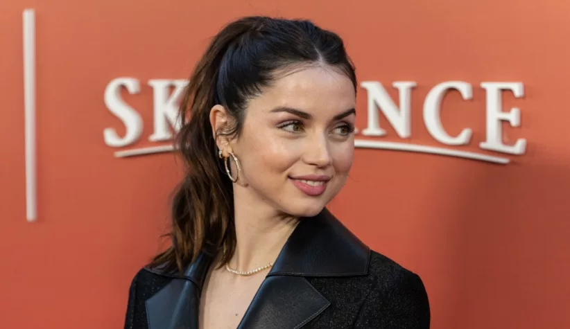 Ana de Armas wearing dress by Valentino attends Apple TV+ Original Films "Ghosted" premiere at AMC Lincoln Square in New York on April 18^ 2023