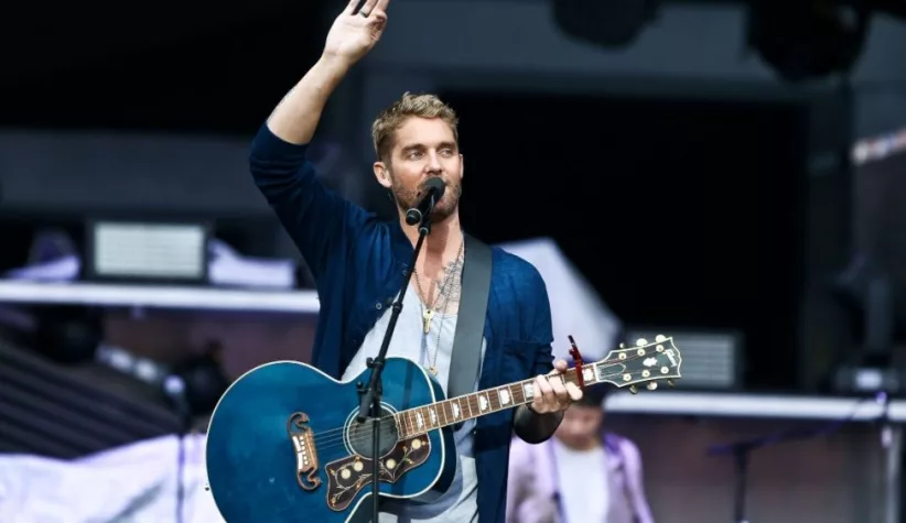 Brett Young performs during the You Look Good World Tour at Northwell Health at Jones Beach Theatre on July 14^ 2017 in Wantagh^ New York.