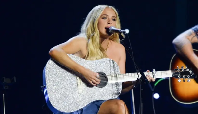 Megan Moroney performs in Hollywood^ Florida on November 14^ 2024 as part of Audacy’s Stars and Strings benefit concert.