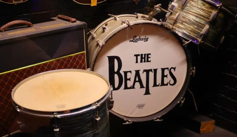 LIVERPOOL UNITED KINGDOM 06 07 2023: The Beatles drum were an English rock band^ formed in Liverpool in 1960^ that comprised John Lennon^ Paul McCartney^ George Harrison and Ringo Starr.