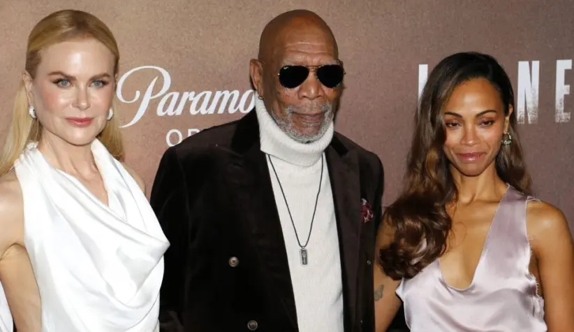 Zoe Saldana^ Nicole Kidman and Morgan Freeman at the Los Angeles premiere of 'Lioness' Season 2 held at the Linwood Dunn Theater in Hollywood^ USA on October 23^ 2024.