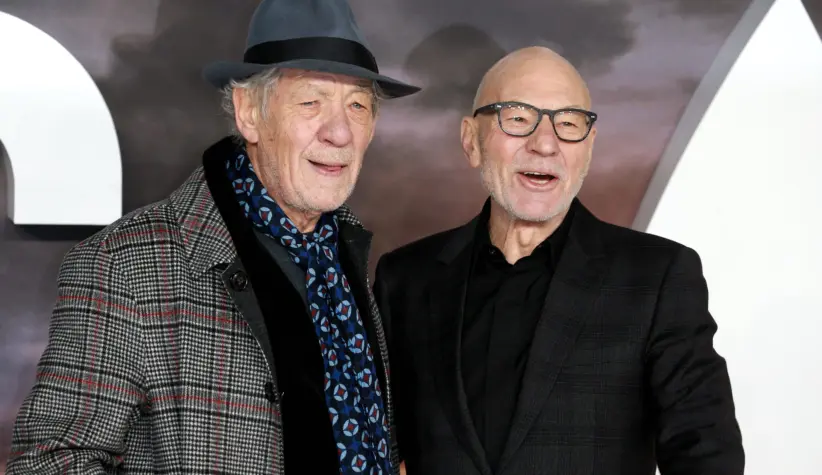 Ian McKellen and Patrick Stewart attend the 'Star Trek; Picard' TV show premiere at the Odeon Luxe cinema in Leicester Square in London^ United Kingdom-January 15^ 2020