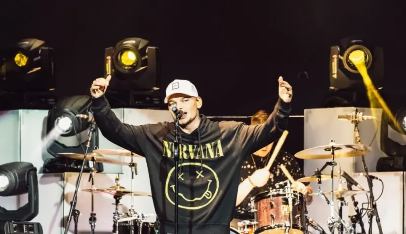 Kane Brown performs on stage during Chris Young's Losing Sleep 2018 World Tour at Infinite Energy Center. DULUTH^ GA^ USA - FEBRUARY 15TH^ 2018