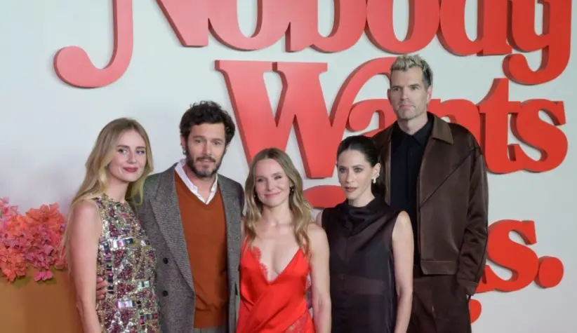 Justine Lupe^ Adam Brody^ Kristen Bell^ Jackie Tohn and Timothy Simons at the Season 2 premiere for "Nobody Wants This" LOS ANGELES^ USA. October 16^ 2025