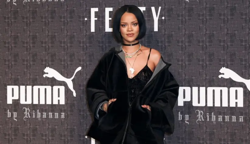 Rihanna attends the FENTY PUMA by Rihanna AW16 Collection during Fall 2016 New York Fashion Week at 23 Wall Street on February 12^ 2016 in New York City.