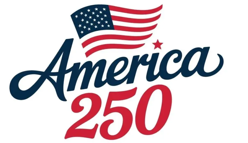 America 250 logo variations with patriotic themes
