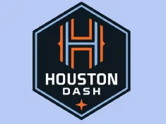 National Women Professional Soccer League. Logo of Houston Dash women's soccer team on blue background