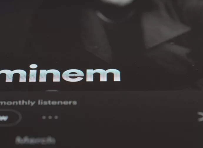Close up of Eminem Spotify page