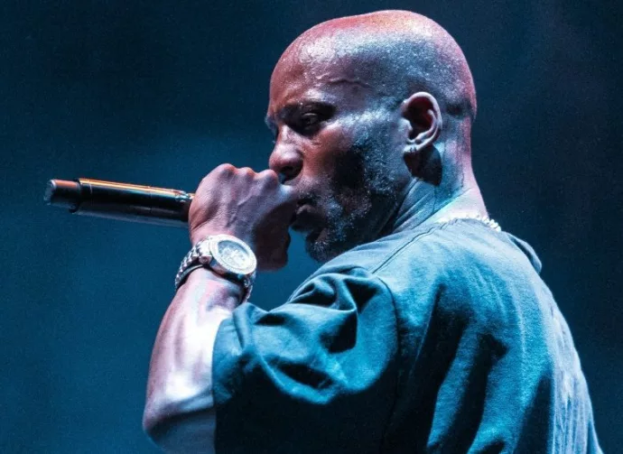 Portrait of rapper DMX with microphone in hand. EUROPE-18 SEPTEMBER^2014