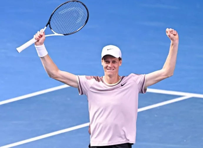 Jannik Sinner of Italy wins over Novak Djokovic of Serbia during the Australian Open AO 2024 Grand Slam tennis tournament on January 26^ 2024 at Melbourne Park in Melbourne^ Australia.