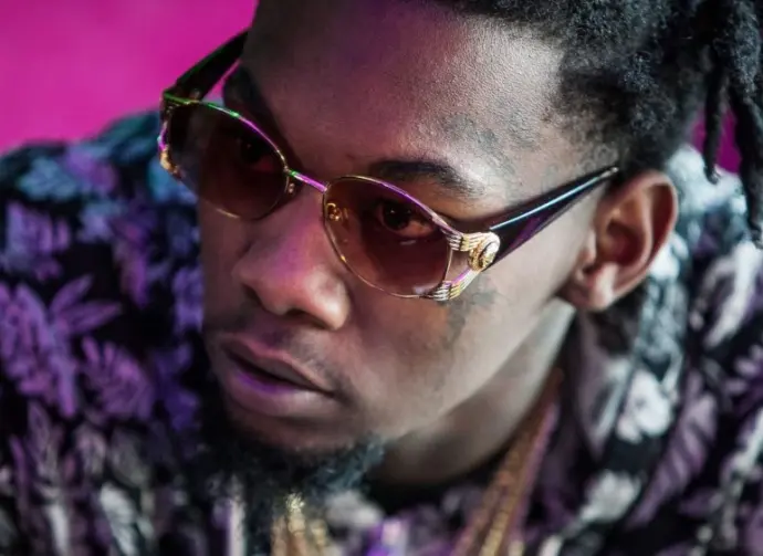 Offset from Migos during press conference. MOSCOW - 27^ MARCH^ 2015