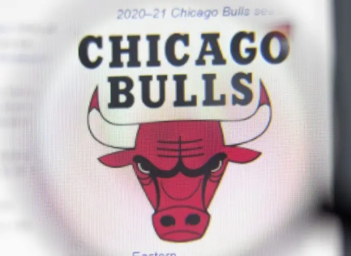Chicago Bulls website in browser with company logo^ Illustrative Editorial