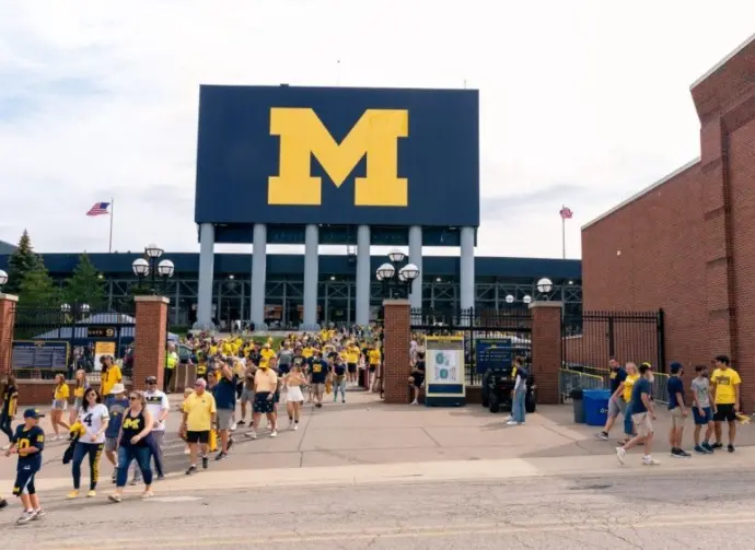 Unidentified Fans exit Michigan Stadium after a University of Michigan football game Ann Arbor^ MI - September 4^ 2021