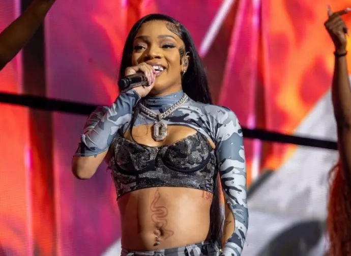 Glorilla Performs on the Lil Baby It's Only Us Tour at The Vystar Veterans Memorial Arena in Jacksonville Florida USA September 16^ 2023