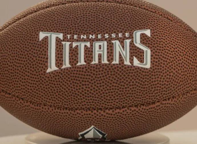 Tennessee Titans football on white stand. London^ United Kingdom - May 26th 2023