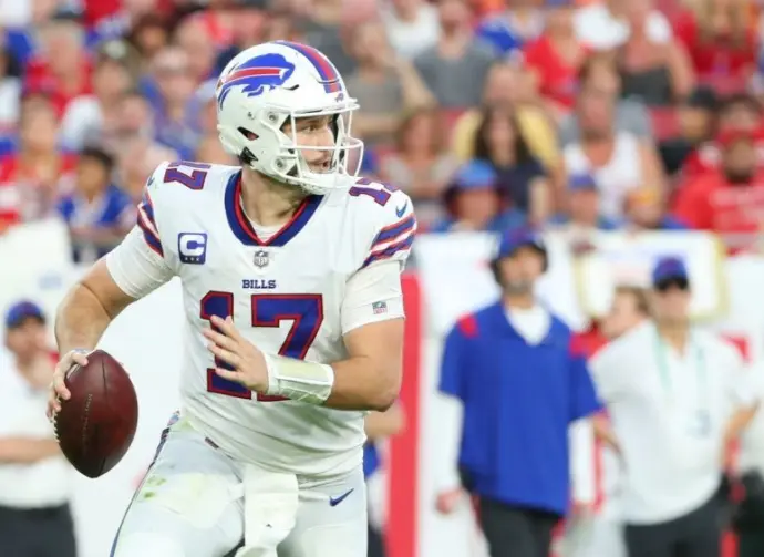 Bills' QB Josh Allen during an NFL game at Raymond James Stadium. Dec 12^ 2021; Tampa^ FL USA