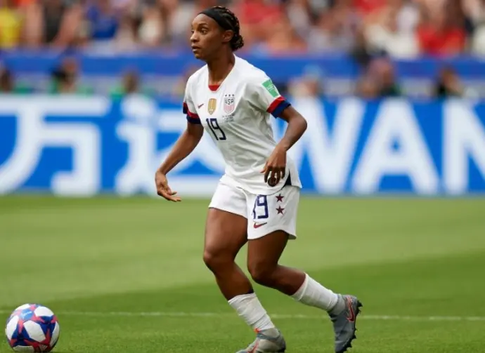 Crystal Dunn during the 2019 FIFA Women's World Cup France Final match between The United State of America and The Netherlands at Stade de Lyon on July 7^ 2019 in Lyon^ France.