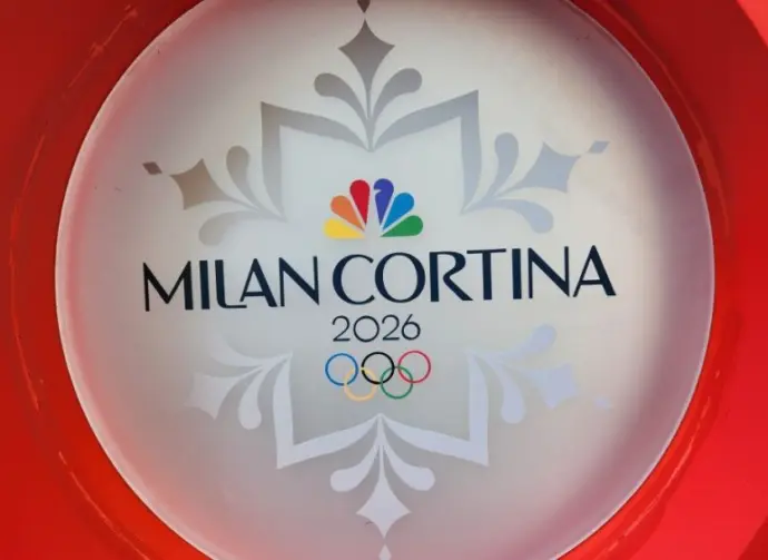 Milan Cortina 2026 Winter Olympic Games sign promotion^ NBC^ Italy^ logo^ National Broadcasting Company