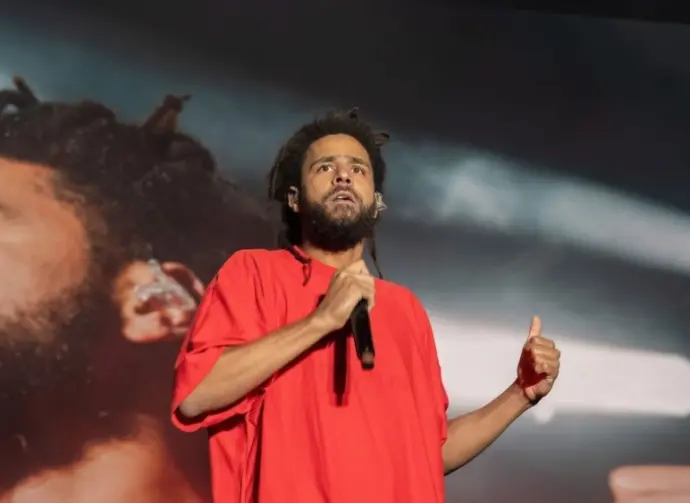 J Cole performs at Bonnaroo music festival Manchester^ Tennessee USA - 06-18-2022