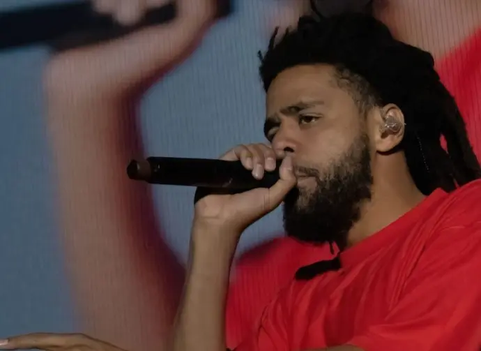 J Cole performs at Bonnaroo music festival Manchester^ Tennessee USA - 06-18-2022