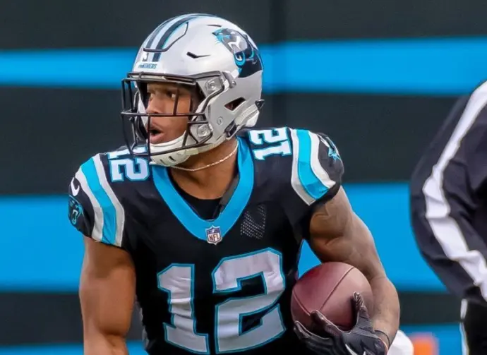DJ MOORE (12) plays against the visiting Seattle Seahawks at Bank Of America Stadium in Charlotte^ NC. November 25^ 2018