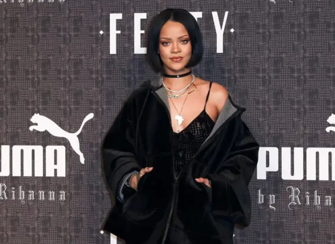Rihanna attends the FENTY PUMA by Rihanna AW16 Collection during Fall 2016 New York Fashion Week at 23 Wall Street on February 12^ 2016 in New York City.