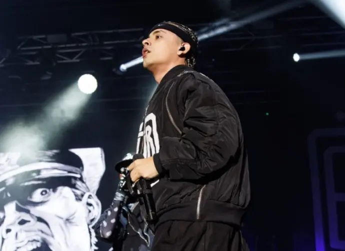 Argentinian rapper Trueno (aka Mateo Palacios Corazzina) performs at Sant Jordi Club. Barcelona^ Spain. 8th March 2025