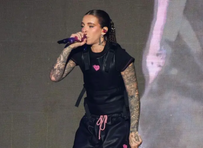 Puerto Rican singer and songwriter Young Miko during her concert at the Movistar Arena on May 18^ 2025^ in Madrid^ Spain