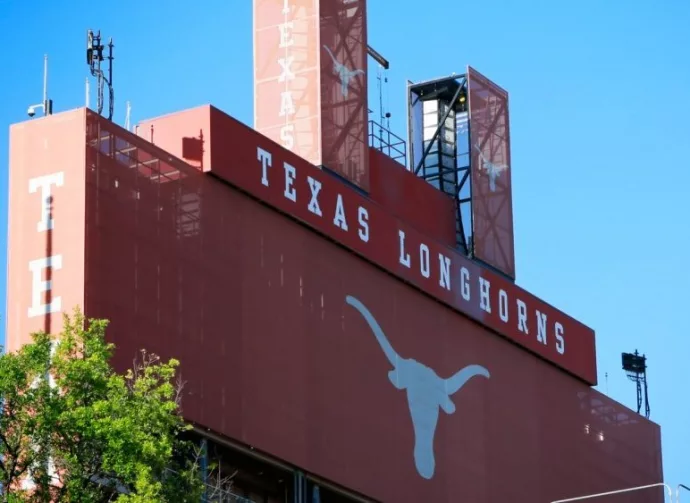 Darrell K Royal Texas Memorial Stadium at the campus of University of Texas. Texas Longhorns. AUSTIN^ USA - APR 26^ 2019