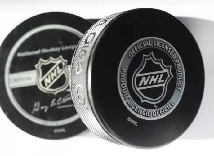 Official game puck from NHL^ National hockey league^ USA.