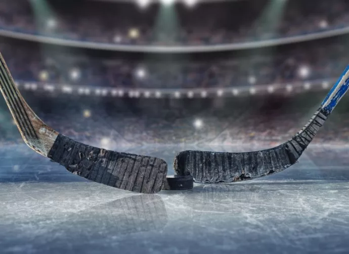 Ice hockey players on the grand ice arena