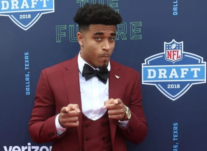 NFL star Jaire Alexander attends the 2018 NFL Draft at AT&T Stadium on April 26^ 2018 in Arlington^ Texas.