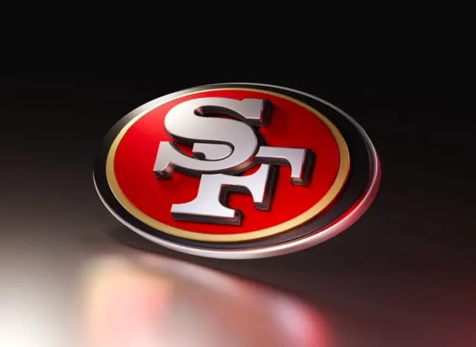 San francisco 49ers logo on dark background. 3D render