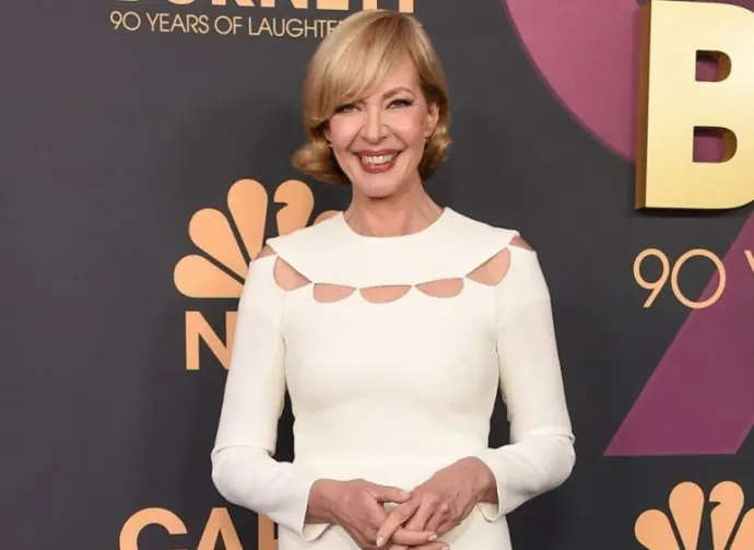 Allison Janney arrives for Carol Burnett: 90 Years of Laughter + Love on April 26^ 2023 in Hollywood^ CA