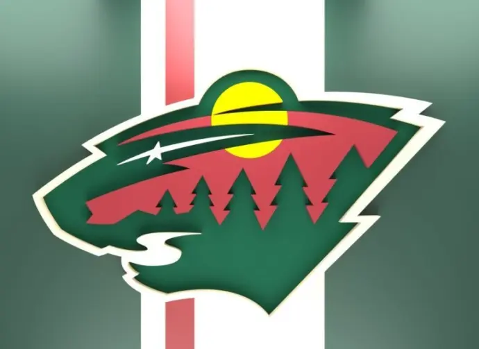 Emblem of the Minnesota Wilds. The Minnesota Wilds are a professional ice hockey team in the NHL. Logo for presentation or infographics. 3D render. 3D Illustration