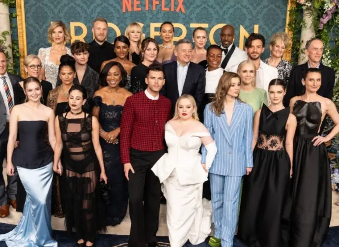 Cast and crew attend Netflix Bridgerton season 3 premiere at Alice Tully Hall in New York on May 13^ 2024