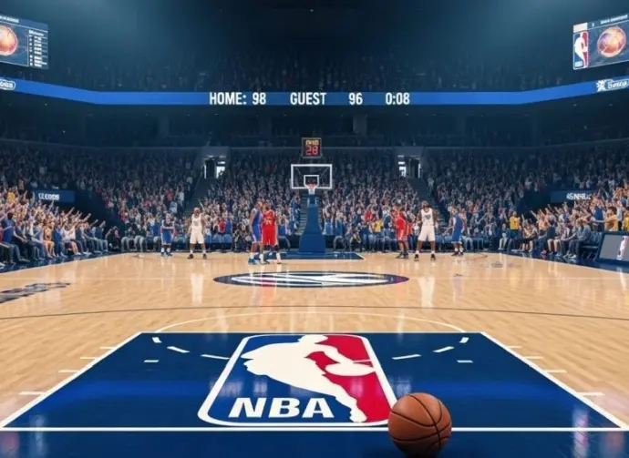 (AI-generated image) NBA BASKETBALL COURT WITH BALL This content was generated by an Artificial Intelligence (AI) system.