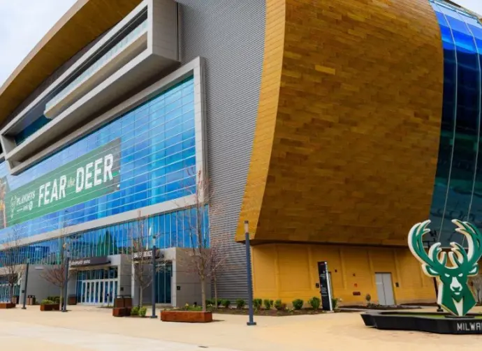 Fiserv Forum Exterior View at daytime Milwaukee^ WI^ USA - 05-01-2025