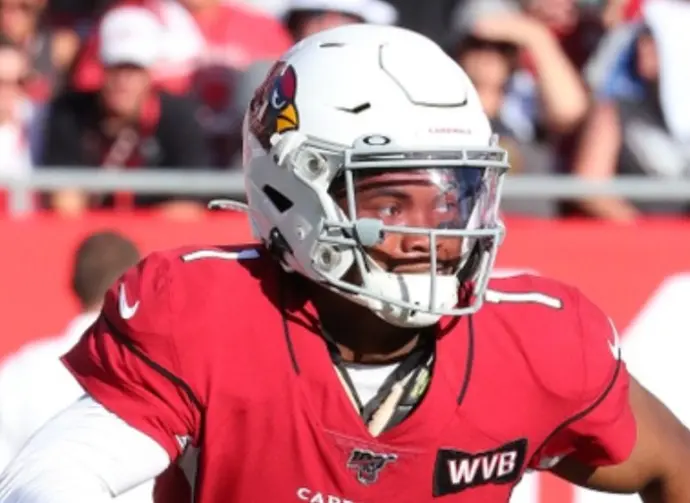 Arizona Cardinals quarterback and first overall draft pick Kyler Murray (1) rolls out of the pocket during an NFL game. Nov 10^ 2019; Tampa^ FL USA