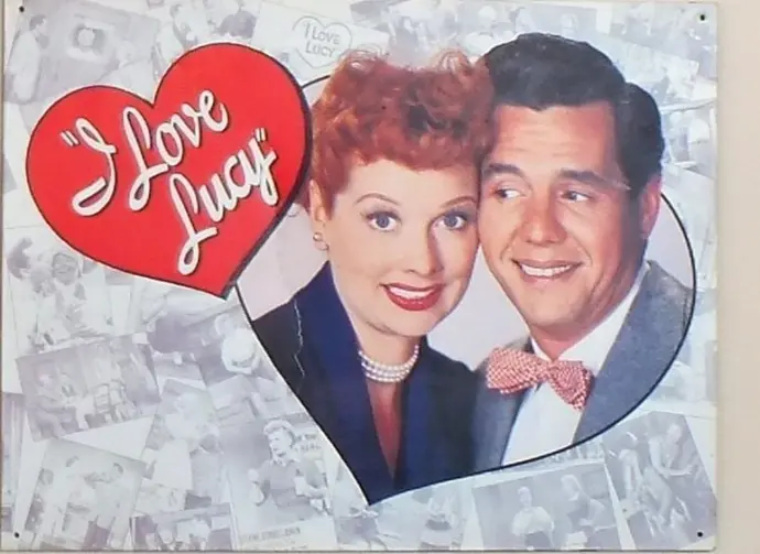 An "I love Lucy" poster inside Twisters Soda Fountain^ a 1950's style soda fountain on Route 66. Williams^ Arizona^ USA^ June 23^2013