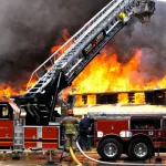 Firefighters fighting fire during training on October 15^ 2009 in Ohio