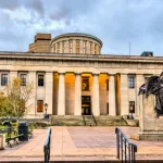 The Ohio Statehouse^ the state capitol building and seat of government for the U.S. state of Ohio. Columbus^ the United States