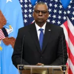 US Secretary of Defense Lloyd Austin during meeting of the alliance's Defence Ministers at the NATO Headquarters in Brussels^ Belgium