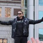 Eagles tight end Zach Ertz is cheered by fans during the Super Bowl parade Feb. 8^ 2018^ in front of thousands of fans in downtown Philadelphia.