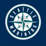 Seattle Mariners logo^ MLB Team^ Major League Baseball^ American League West Division^ with blue background