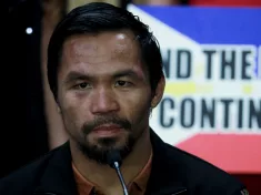 Manny Pacquiao speaks during press conference during world welterweight boxing championship at Axiata Arena. KUALA LUMPUR^ MALAYSIA - JULY 15^ 2018
