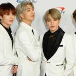 BTS members (left-right) SUGA^ Jin^ J-Hope^ RM^ Jimin^ and Jungkook at the Forum Los Angeles in Inglewood^ CA. December 6 2019