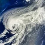 Tropical Storm Debby over the Atlantic Ocean. Elements of this image furnished by NASA.